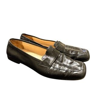 Salvatore Ferragamo women's shoes, Square Toe Black Patent Leather 9.5B